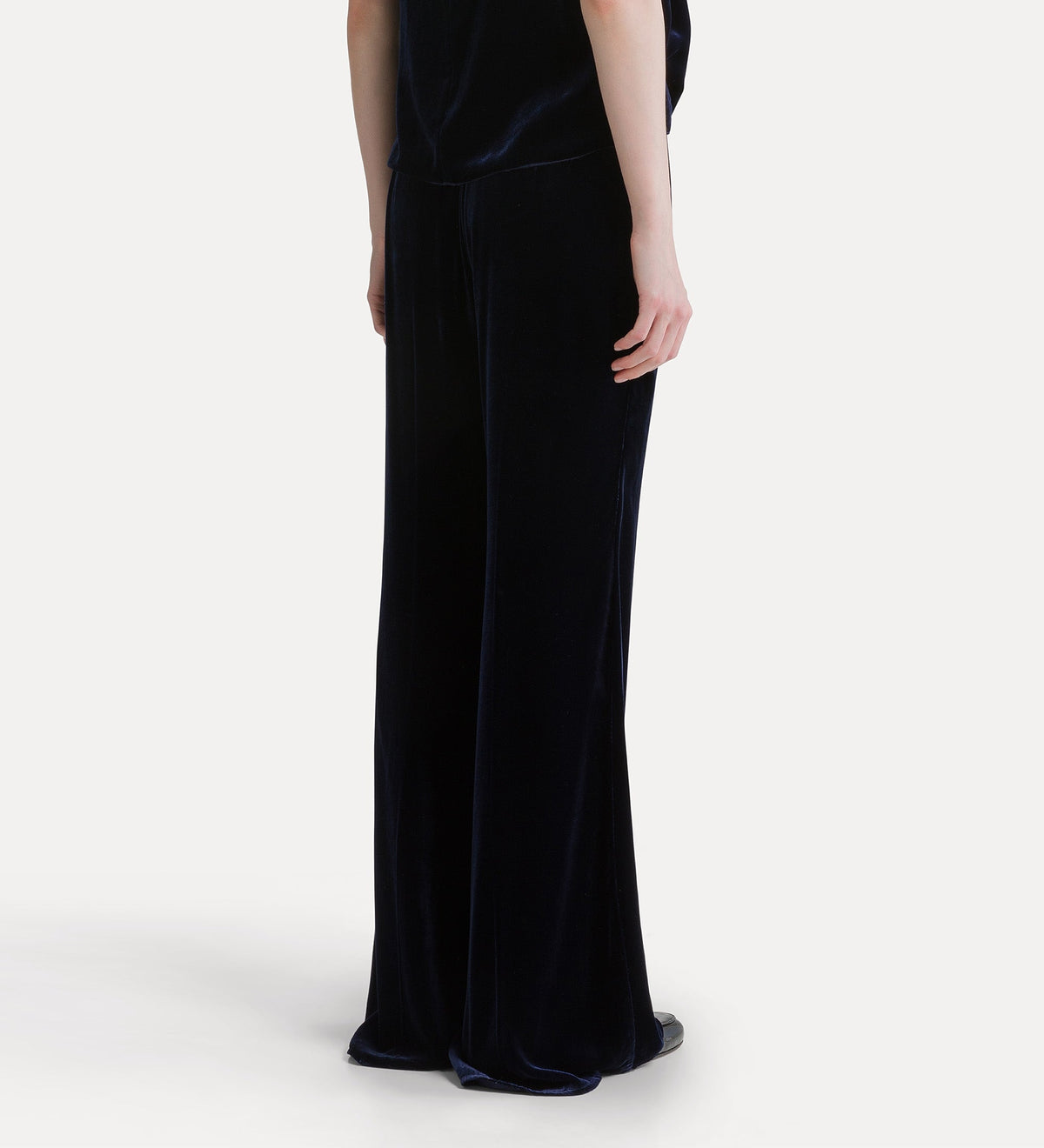 pantaloni in velluto di viscosa e seta night
