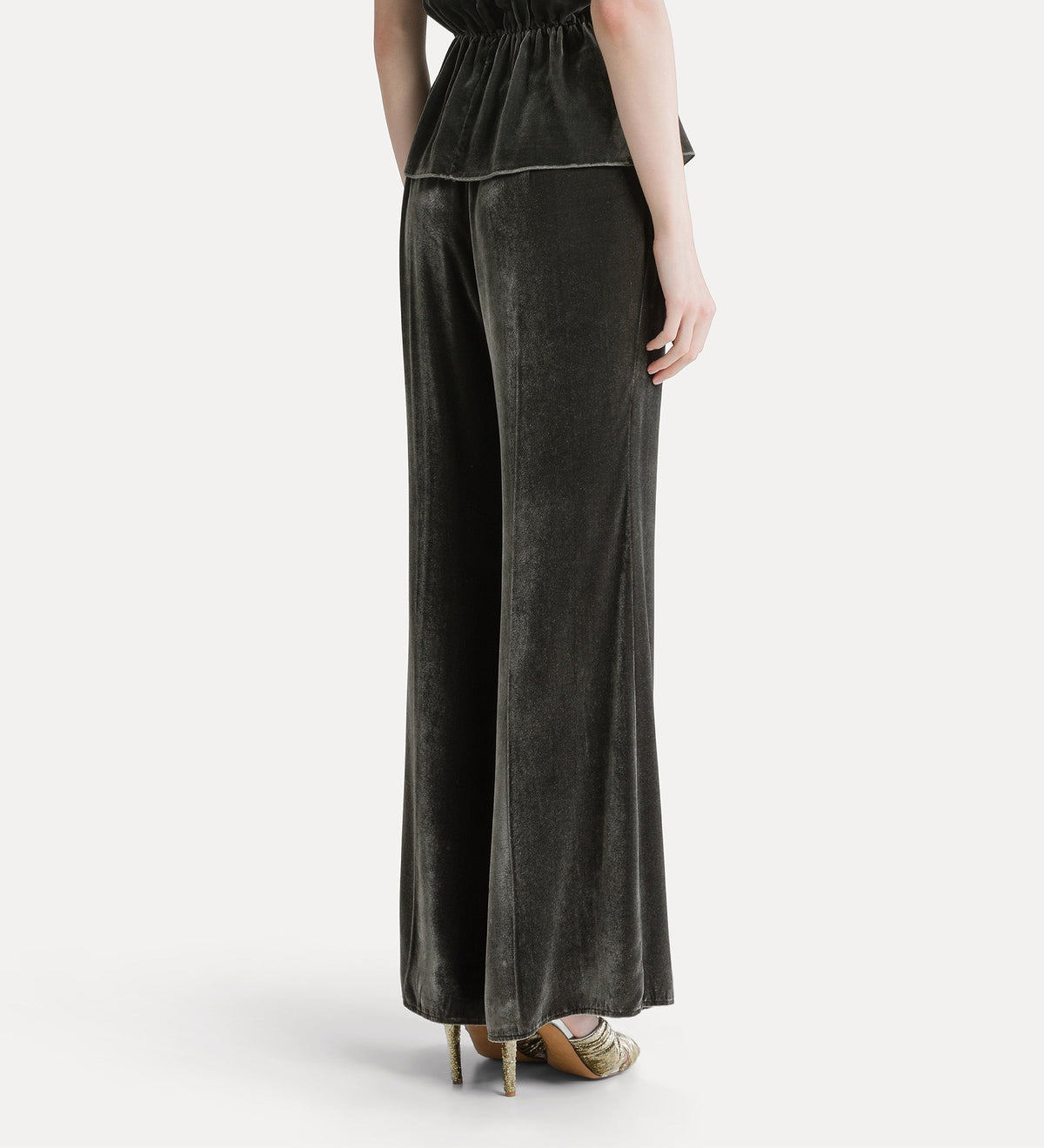 pantaloni in velluto di viscosa e seta grey