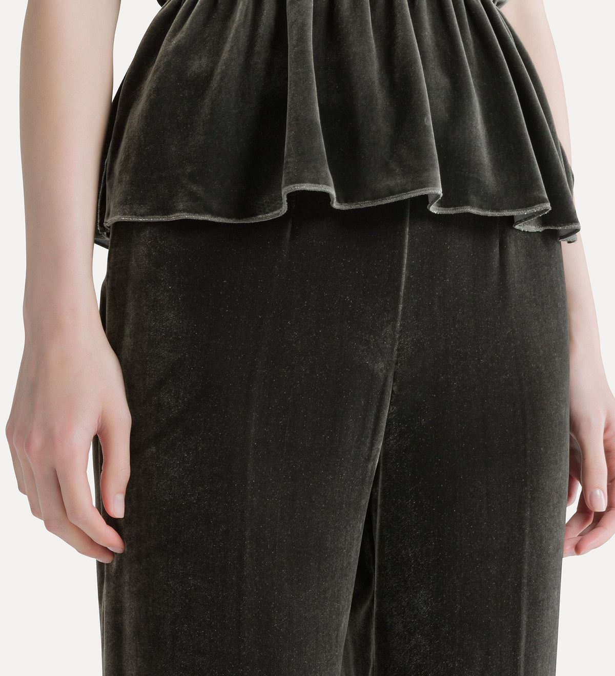 pantaloni in velluto di viscosa e seta grey