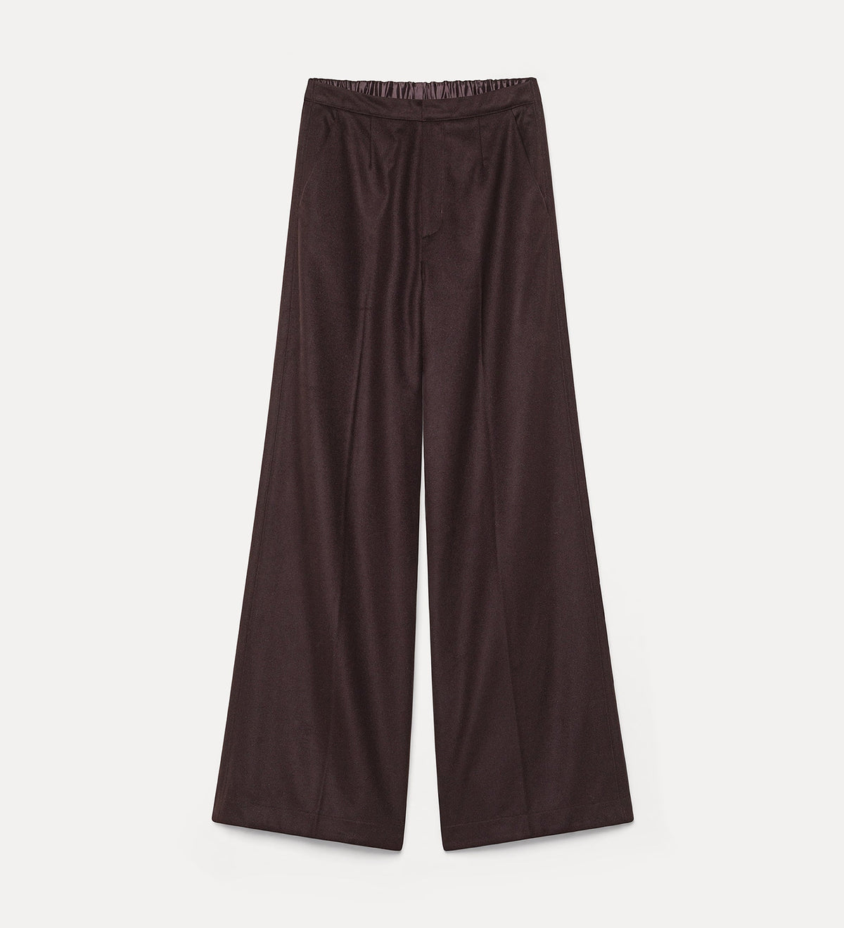 pantaloni wide leg in panno di misto lana fondant
