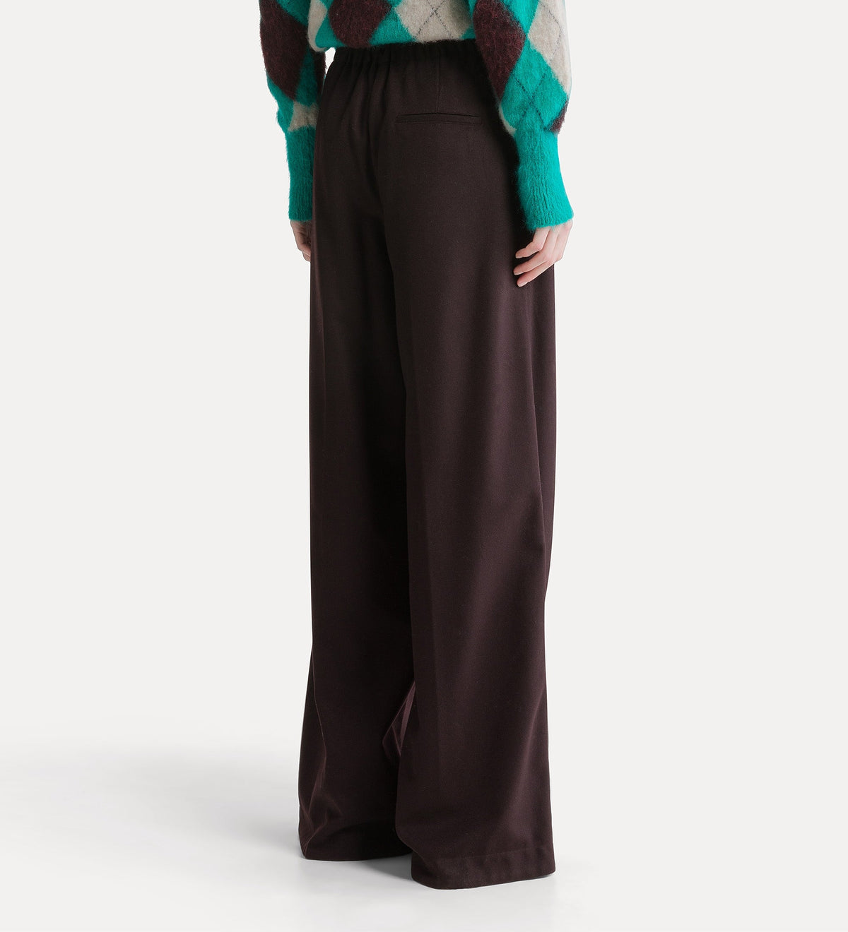 pantaloni wide leg in panno di misto lana fondant