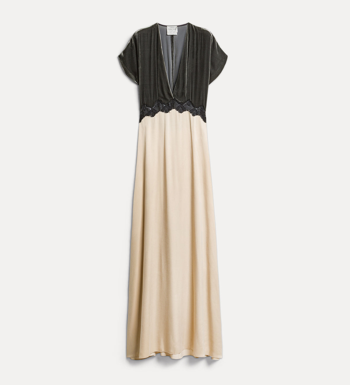 abito in velluto e cupro con pizzo grey