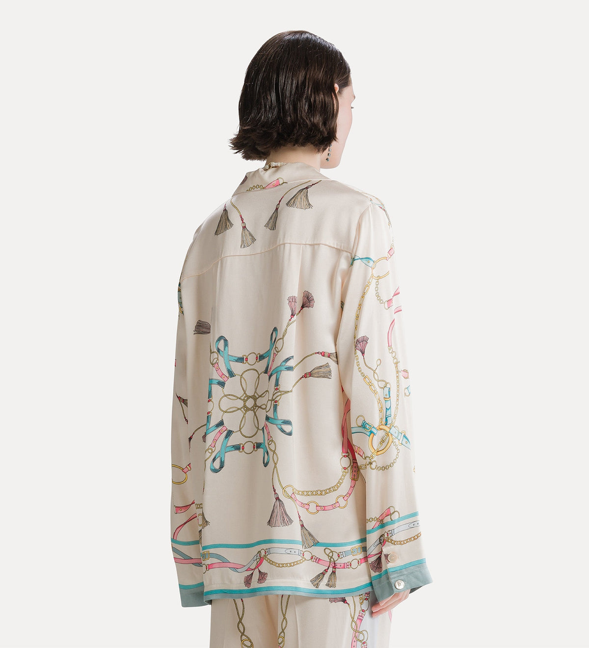 pyjama shirt with “the crown” placed print ivory