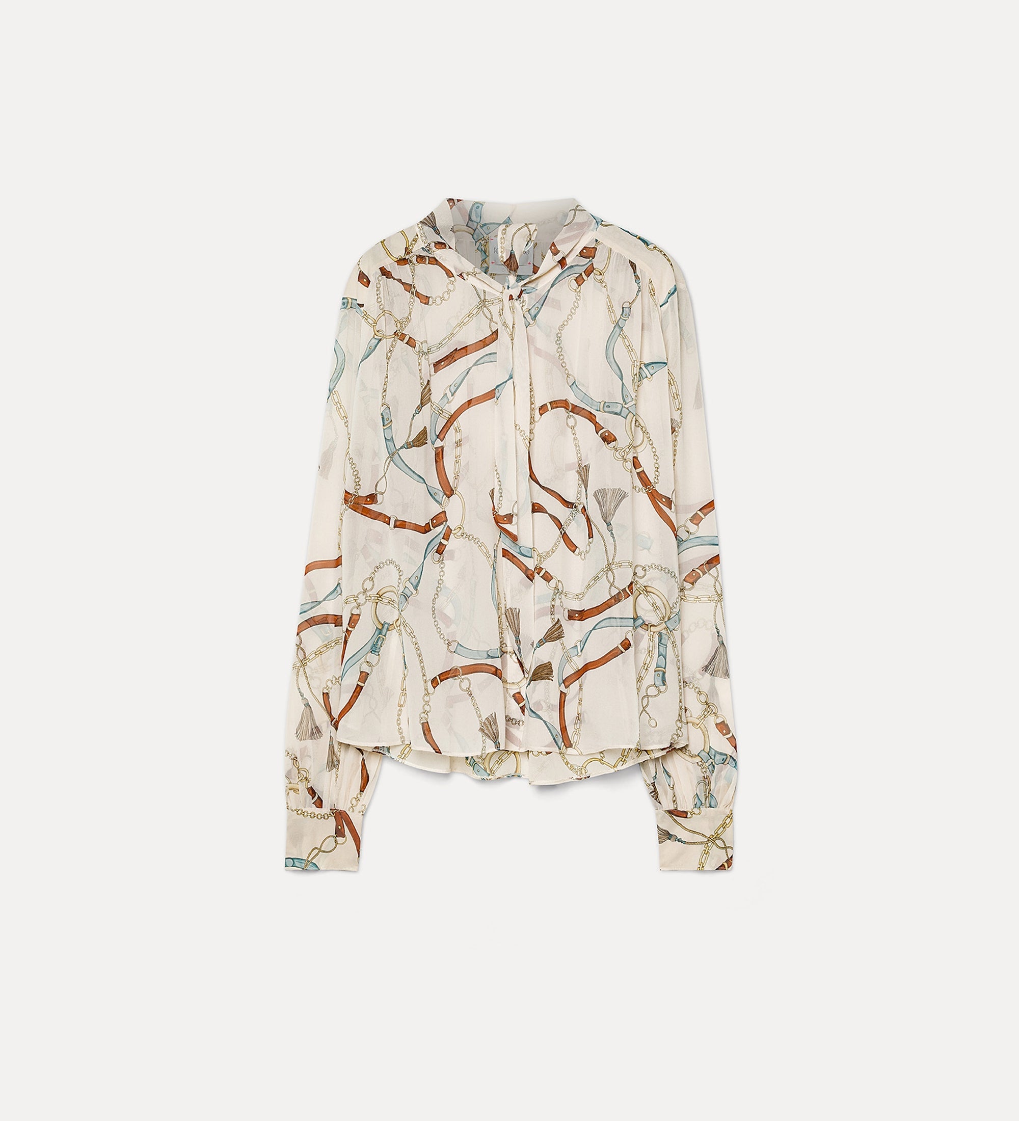 cropped shirt with “the crown” placed print ivory