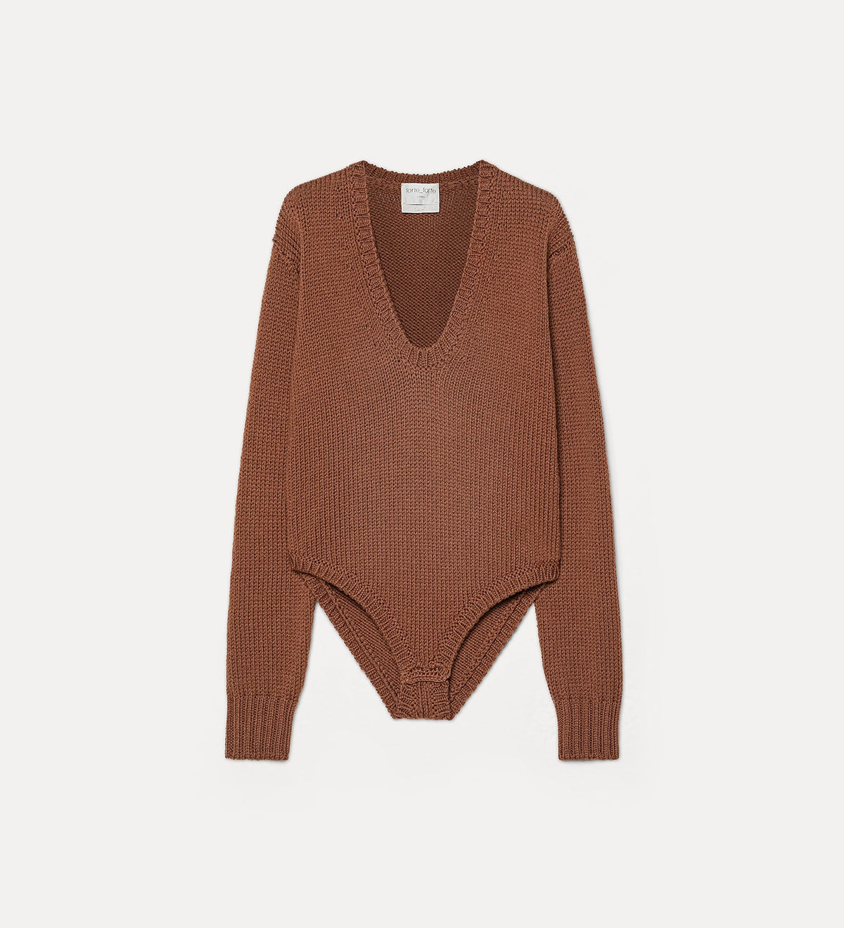 cable-knit wool bodysuit noisette