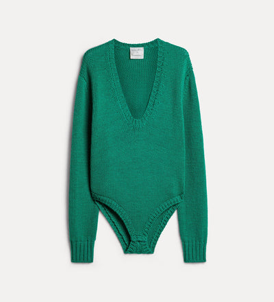cable-knit wool bodysuit royal