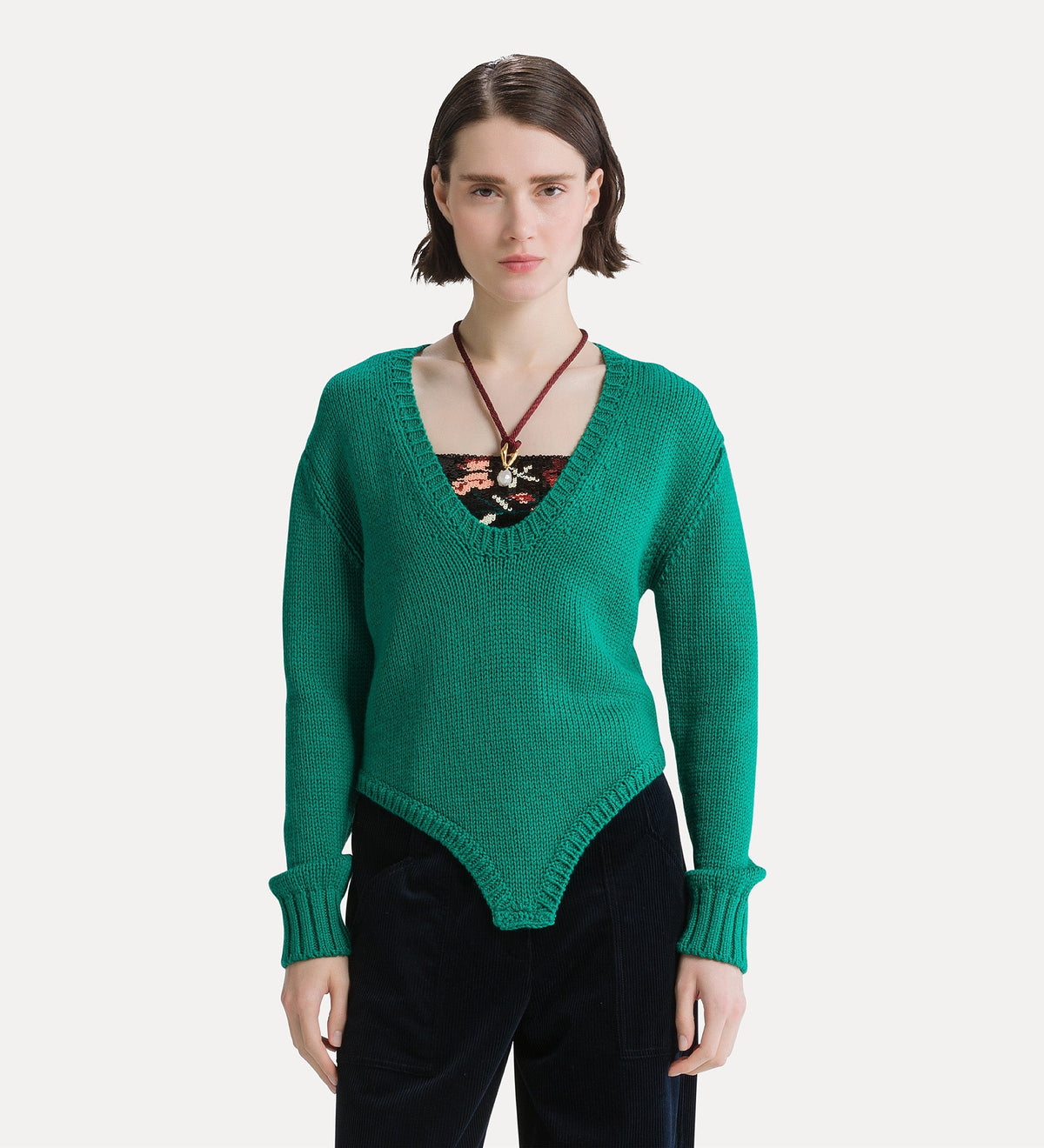 cable-knit wool bodysuit royal