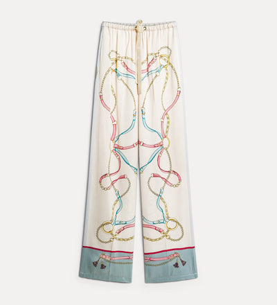 pyjama trousers with “the crown” placed print ivory