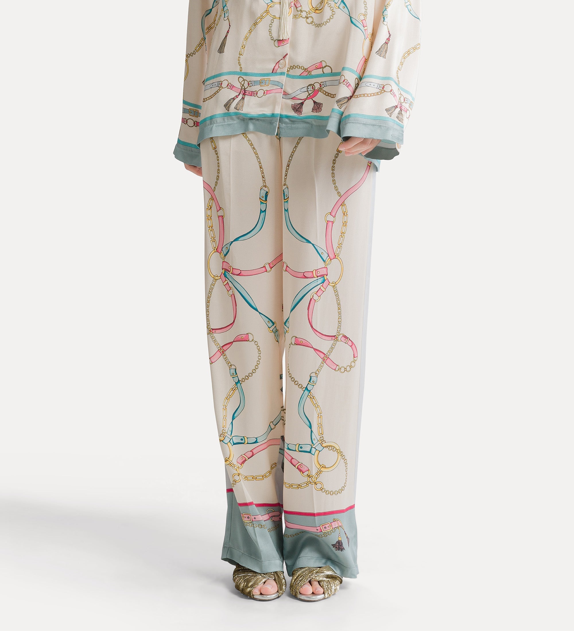 pantalon pyjama à imprimé placé “ the crown ” ivory