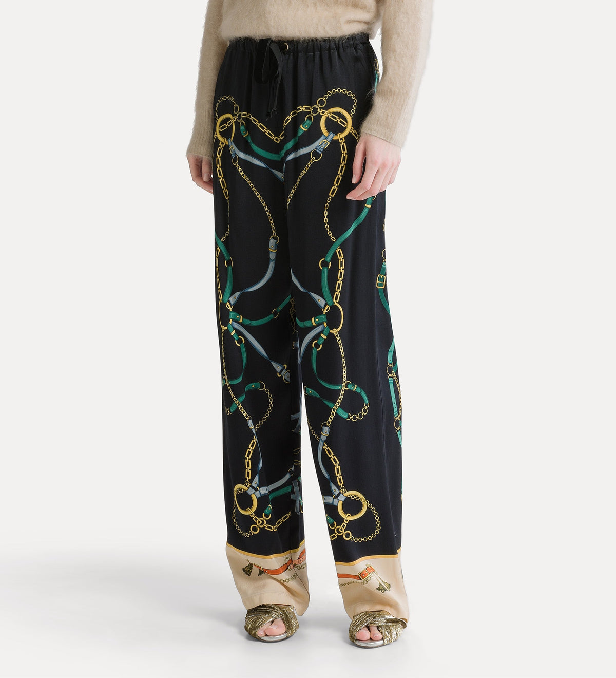 pantalon pyjama à imprimé placé “ the crown ” black