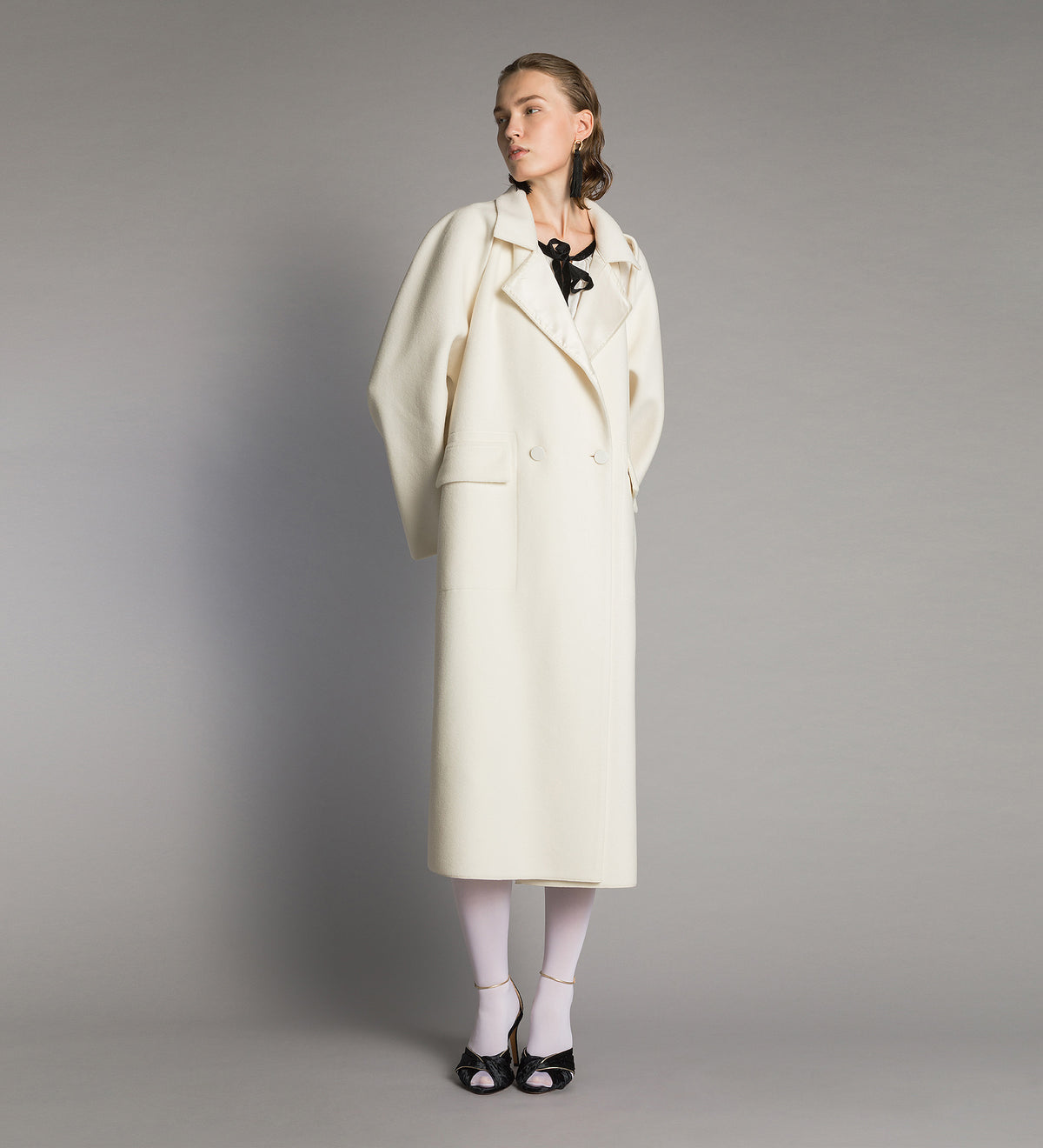 cappotto lungo doppiopetto stile cappa diamond