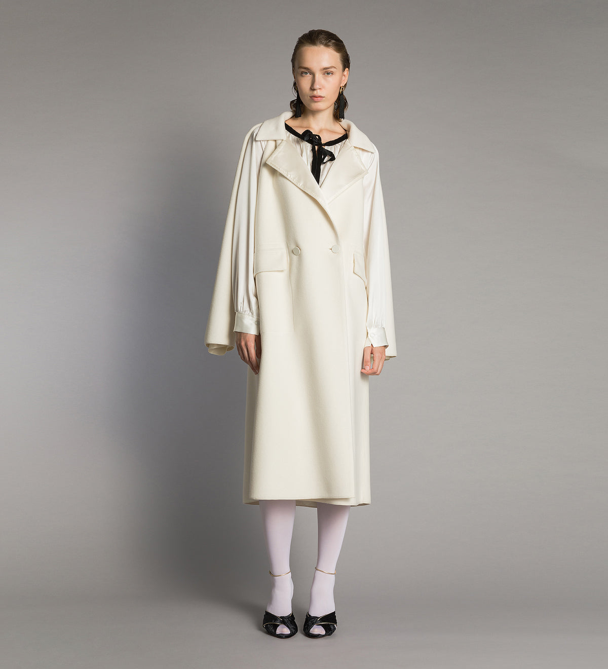 cappotto lungo doppiopetto stile cappa diamond