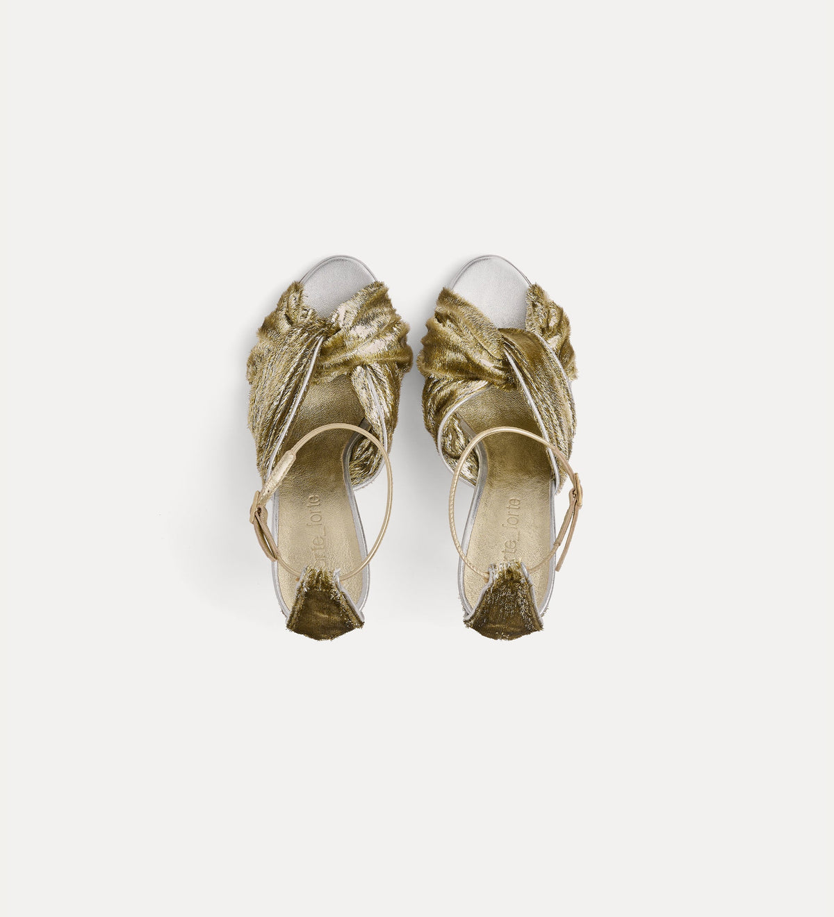 sandali con tacco in velluto lurex oro