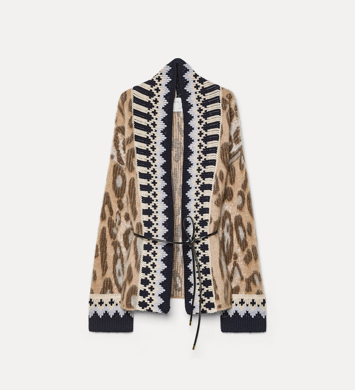 cardigan jacquard in misto alpaca “the brit leopard” gold