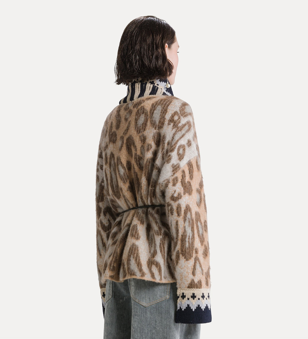 cardigan jacquard in misto alpaca “the brit leopard” gold