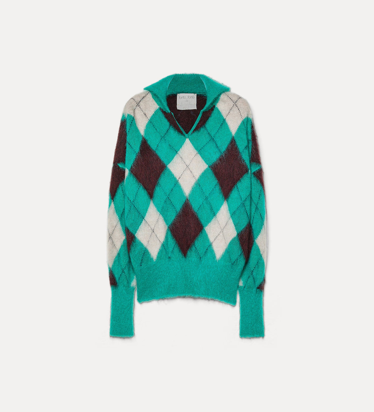 maglione a polo in misto alpaca “argyle” royal