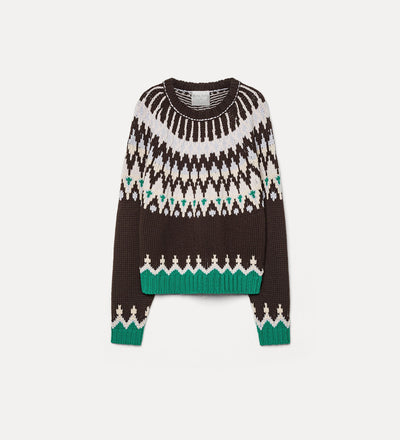 fair isle cable-knit virgin wool jumper fondant