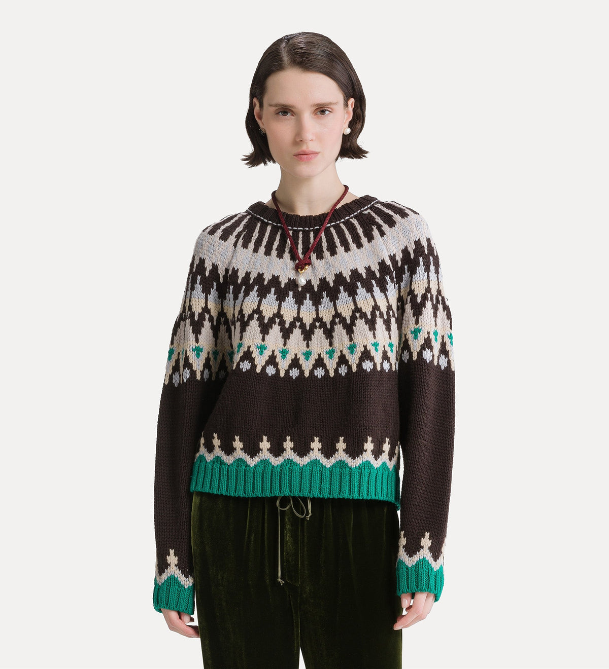 pull en laine vierge torsadée fair isle fondant