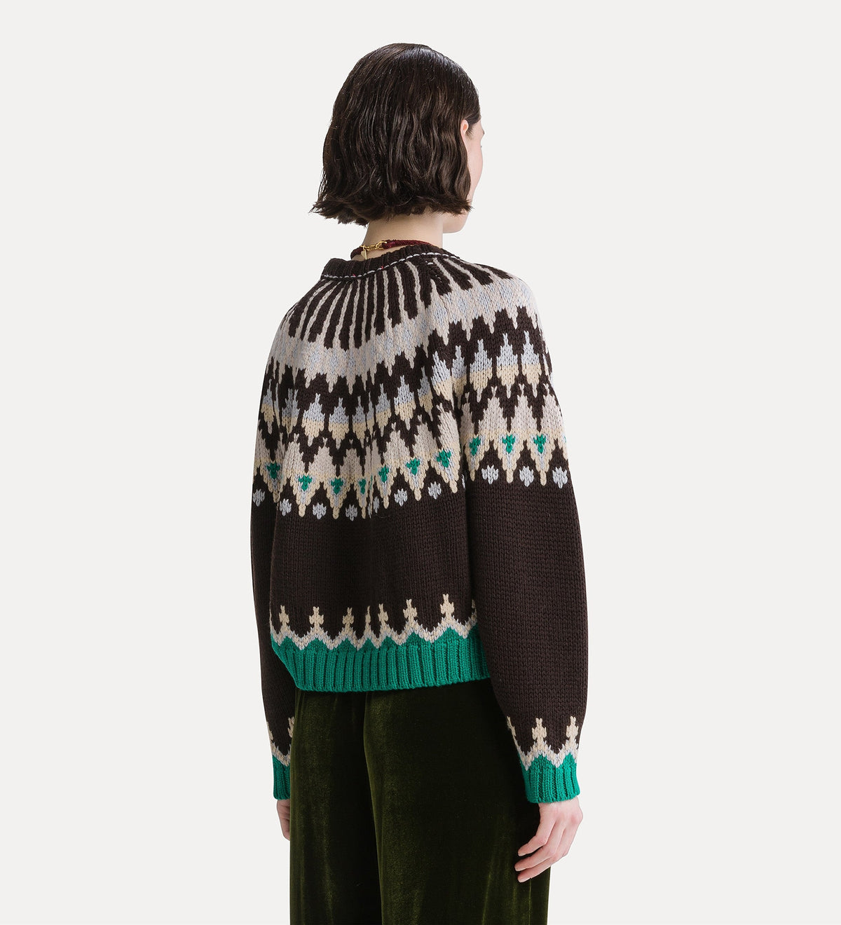 pull en laine vierge torsadée fair isle fondant