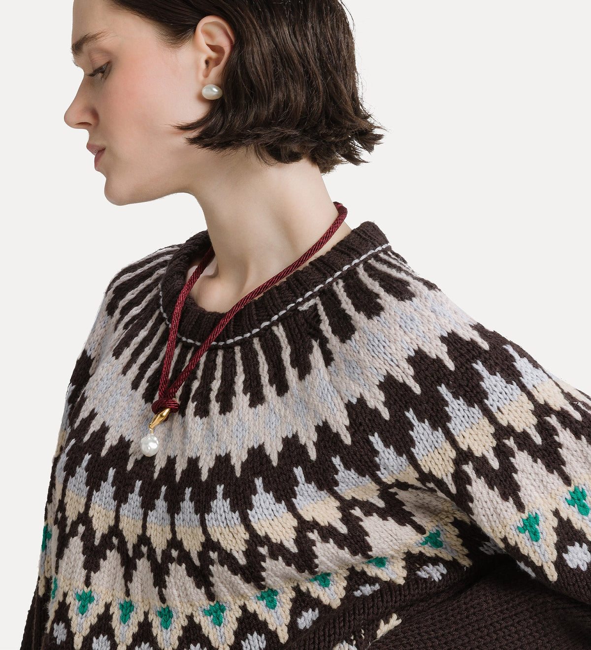 pull en laine vierge torsadée fair isle fondant