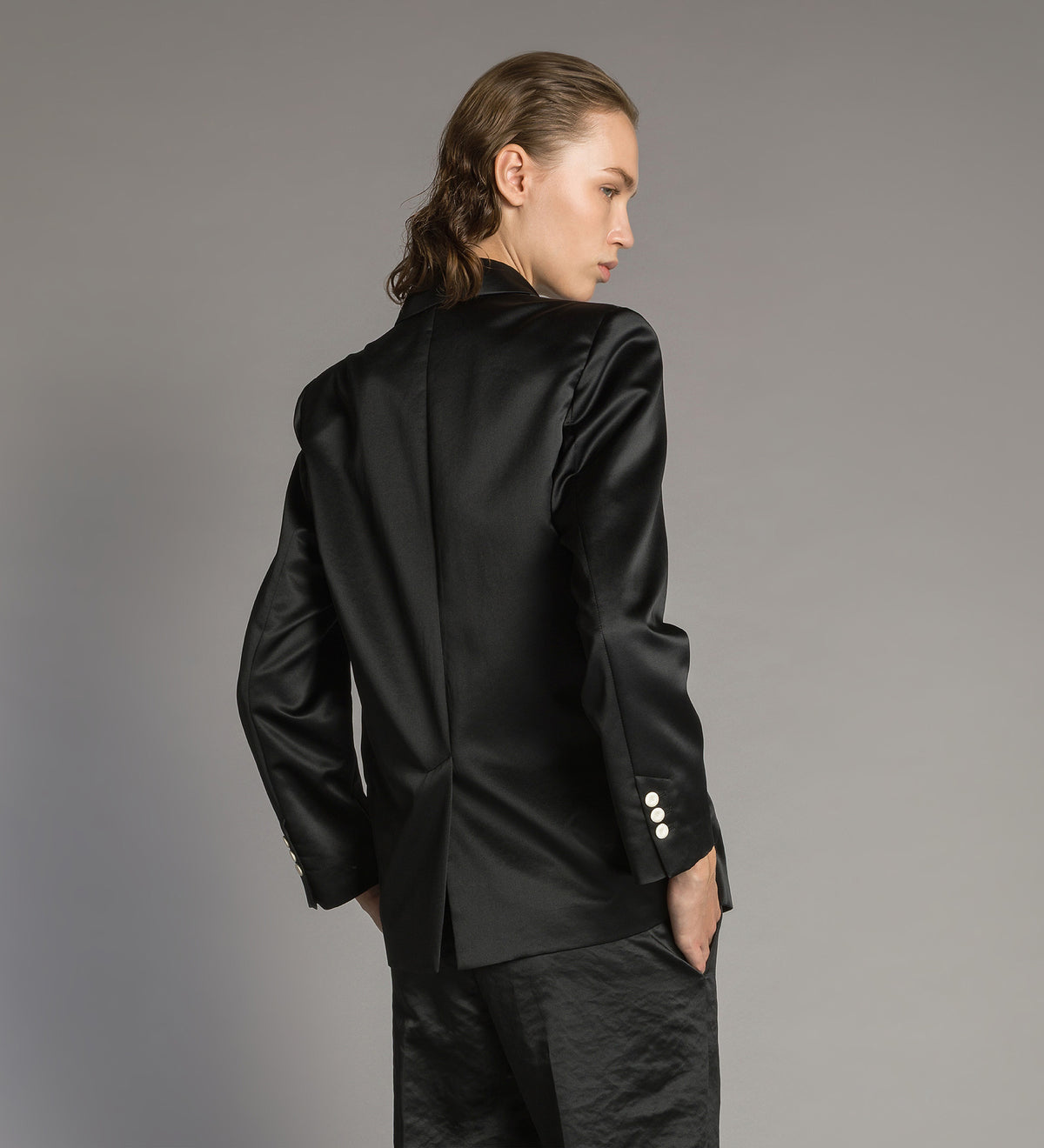 colourblock duchesse tuxedo jacket black