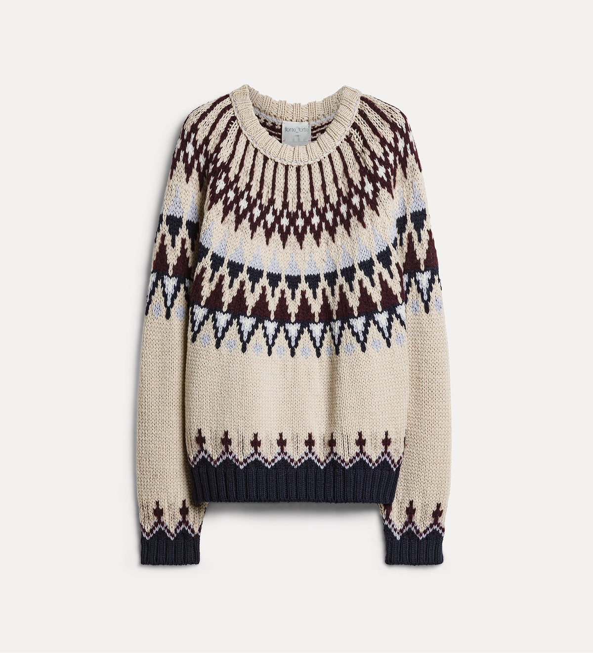 fair isle cable-knit virgin wool jumper cream